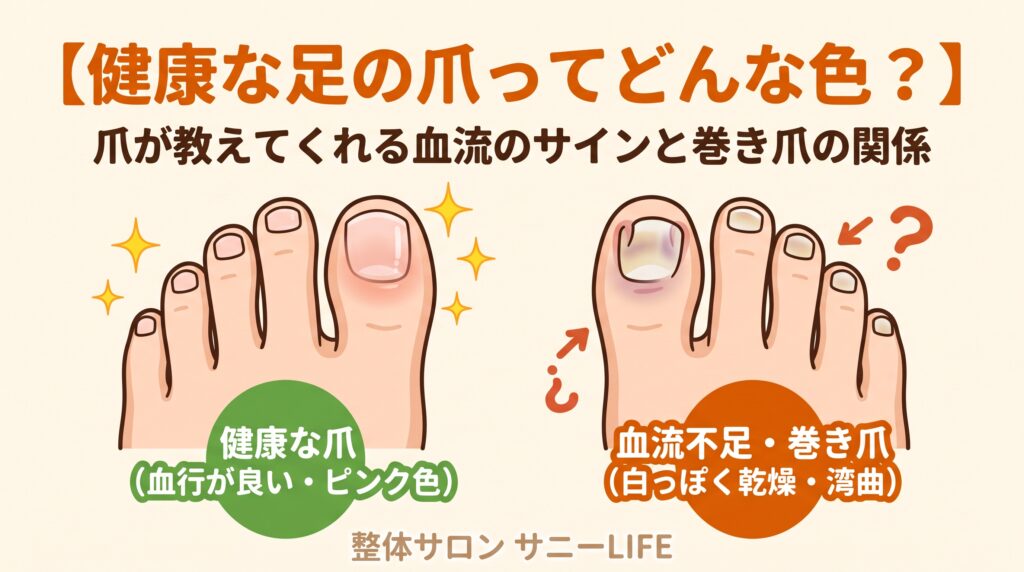 健康な爪とそうでない爪を比較しているような画像