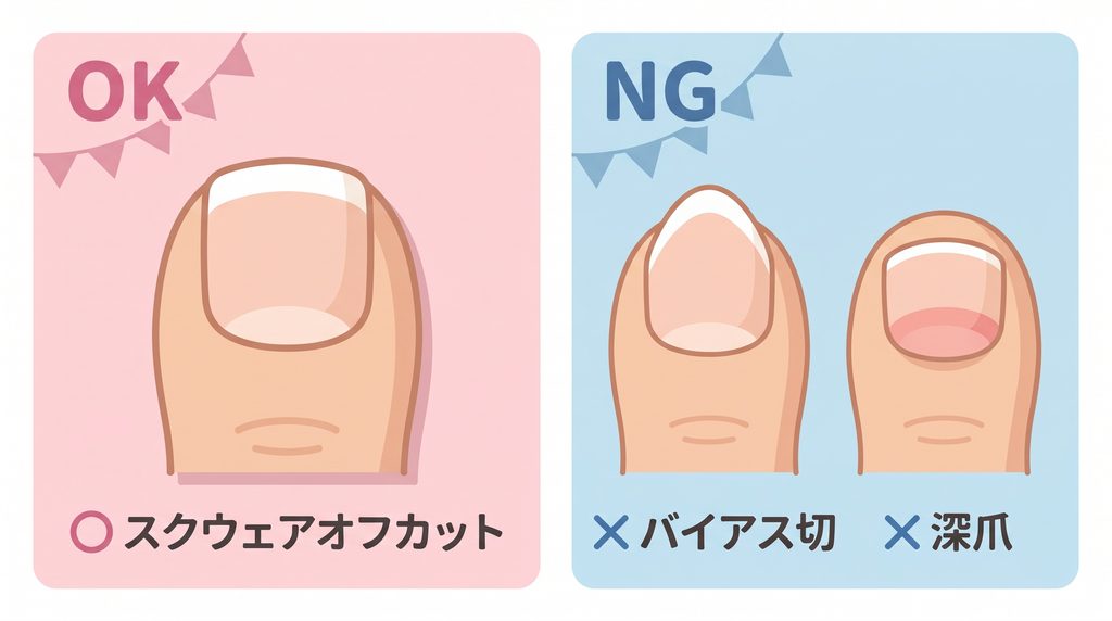 爪の正しい切り方の形の画像